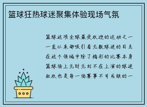 篮球狂热球迷聚集体验现场气氛